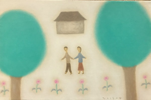 풍경, 41x28cm Acrylic on canvas 2019