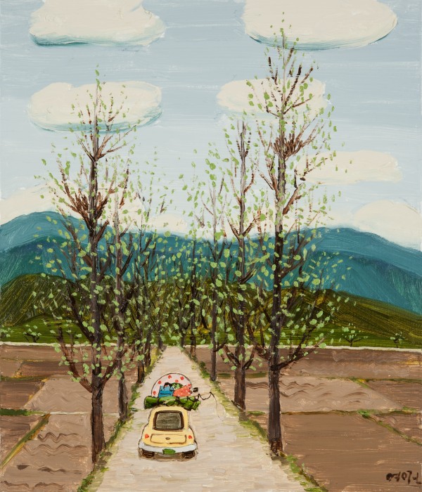 전영근, 미루나무-봄, 53x45.5cm, Oil on canvas, 2021