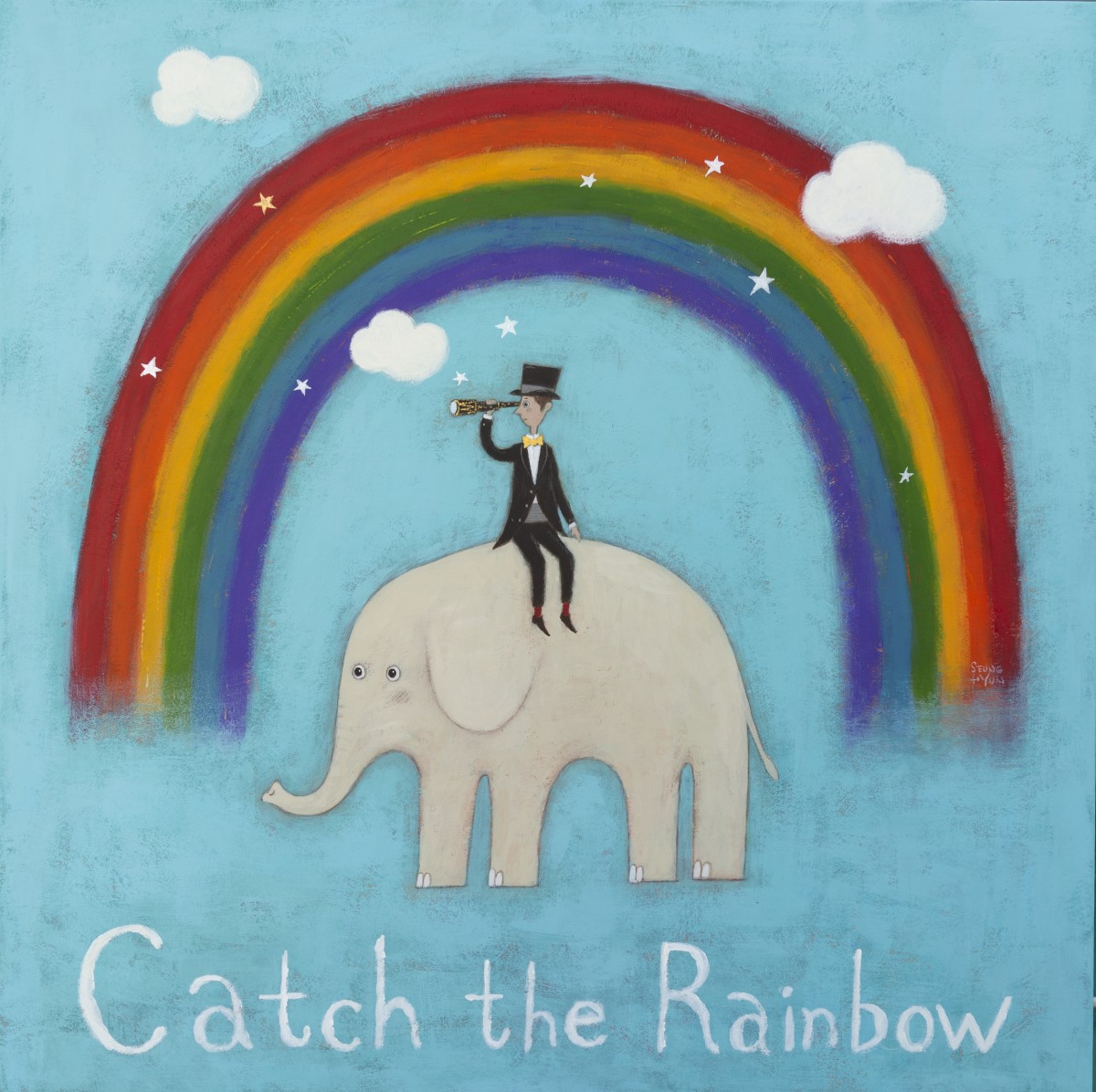 임승현, Catch the rainbow, 62x62cm, 한지에 과슈, 2022