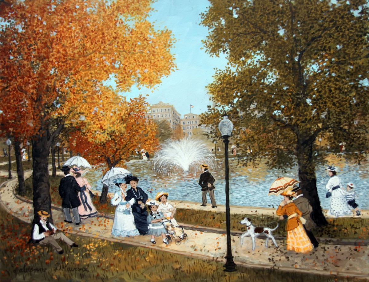 Boston Commons Frog Pond 26.7x33.7cm Acrylic on board 2016