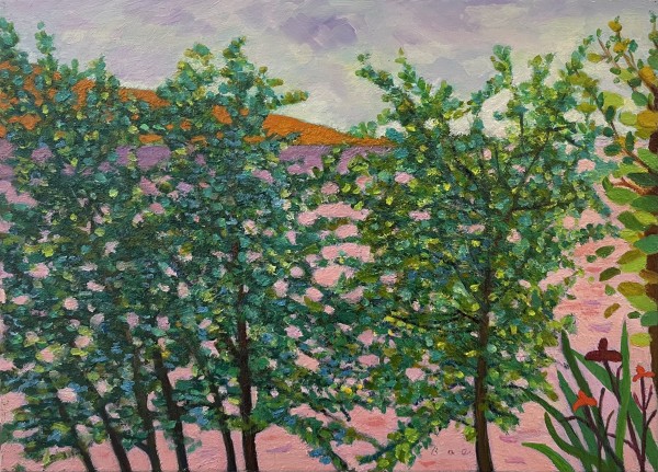 나무들 사이로, 33.4x24.2cm, Oil on canvas, 2023