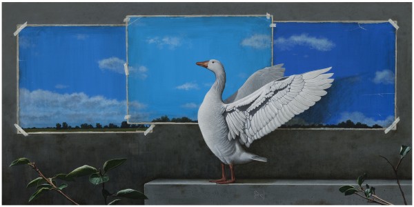 송형노, Dream of Goose, 81x162cm, oil and acrylic on canvas, 2013.