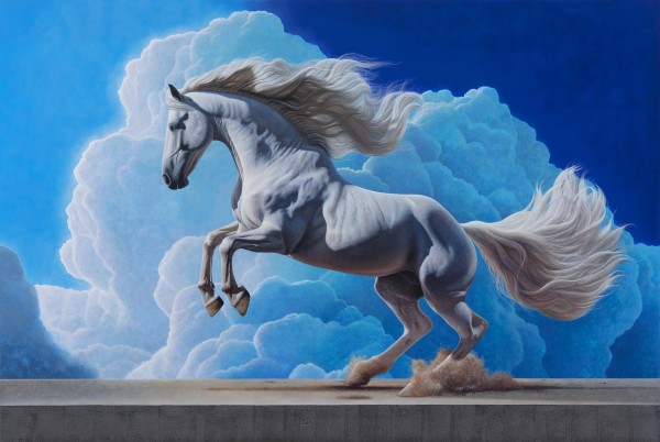 송형노, Dream of white horse, 130x194cm, oil and acrylic on canvas, 2024.