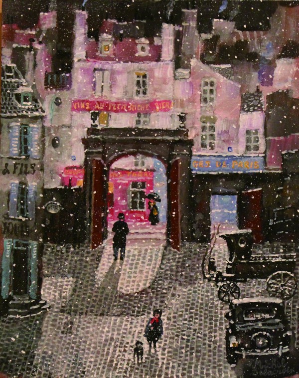 Michel Delacroix, Premiers flocons (첫 눈), 30x24cm, acrylic on canvas, 2024