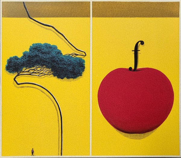 유선태, 말과글 두개의 세계 Two Worlds 45.5x53cm acrylic on canvas 2025