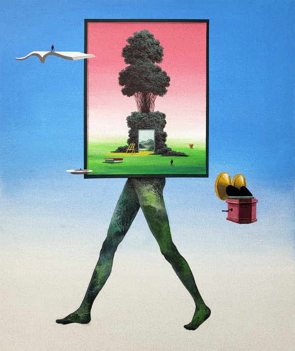 유선태, 말과글 자화상-걸어가는그림 72.7x60.6cm acrylic on canvas 2024