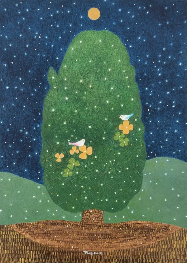 엄마 아빠의 러브스토리, 33.4x24.2cm, 캔버스 위에 아크릴, 2025