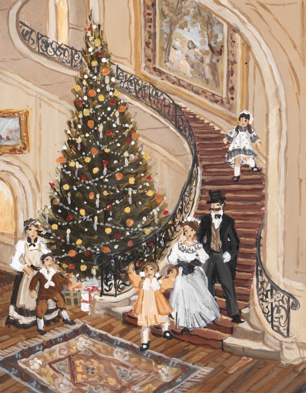 Fabienne Delacroix, Noël au Château (성에서 크리스마스를), 18x14cm, acrylic on board, 2025