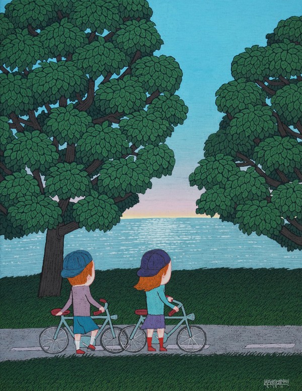 강지만, 마실, 65x50x3cm, 장지위에 돌가루와 분채, 2026