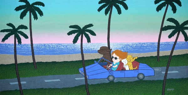 강지만, Drive, 55.5x117x3cm, 장지 위에 돌가루와 분채, 2026