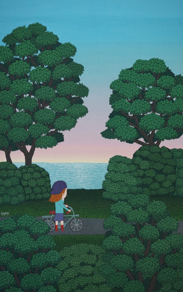 강지만, 마실, 130x80x3cm, 장지위에 돌가루와 분채, 2026