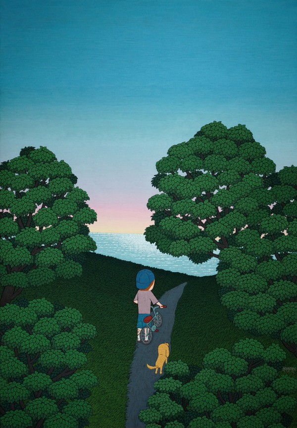 강지만, 마실, 130x90x3cm, 장지위에 돌가루와 분채, 2026