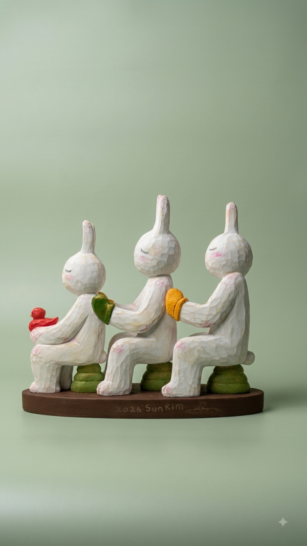 김종선, 목욕탕의 토끼 가족, 32x60x29cm, 혼합재료, 2026