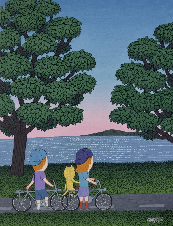 강지만, 마실, 65x50cm, 장지위에 돌가루와 분채, 2026