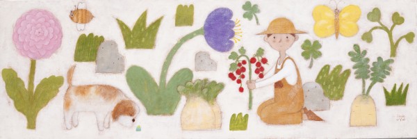 임승현, 농사의신. 40x120cm, 한지에 과슈, 2026