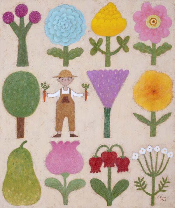 임승현, 농사의 신, 72,7x60.6cm, 한지에과슈, 2026