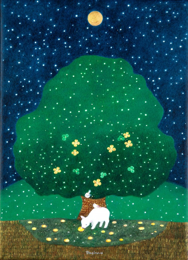 레지나, 달과 별들이 당신에게 치유의 빛을 비춰줍니다, 33.4x24.2cm, acrylic on canvas, 2026.